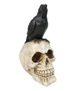 Myth and Legends Black Odin Raven Crow Perching On Skull Decorative Figu... - $20.99