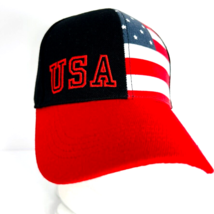 USA Baseball Hat Cap American Flag Embroidered Red White Blue Black Patr... - £19.92 GBP