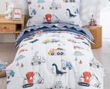 4 Pieces Cotton Toddler Bedding Set, Dinosaur Cars Reversible Toddler Be... - £67.15 GBP