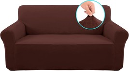 U-Nice Home Velvet Loveseat Sofa Covers Stretch Couch Cover, Medium, Chocolate - £30.38 GBP