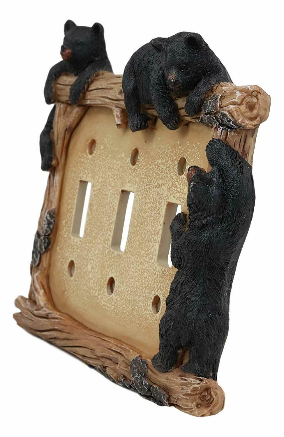 Ebros SINGLE PACK Black Bear Wall Light Cover Plate Triple Toggle Switches - $20.99