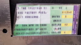 Ozzy Osbourne / Metallica - Vintage Laminated April 20, 1986 Concert Ticket Stub - £23.95 GBP