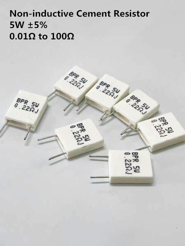5W Non-inductive Cement Resistor ±5%, Series Resistance Values 0.01Ω to ... - $3.21+