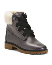 New Timberland Gray Leather Shearling Waterproof Women Boots Size 8.5 M $180 - £136.71 GBP