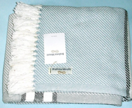 Brahms Mount Allagash Cotton Knit Throw Diagonal Stripe ShoreBlue/Slate/Grey New - £137.10 GBP