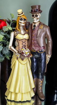 Day Of The Dead Steampunk Socialite Bride And Groom Skeleton Couple Statue 8&quot;H - £30.36 GBP