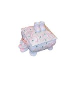vtg Baby Bootie Trinket Box Keepsake Ornament Newborn gift shower birthday Ceram - £17.54 GBP