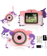 DIYMSX Kids Camera,HD Digital Kids Camera Unicorn Cartoon 32GB SD Card-Pink - £34.90 GBP