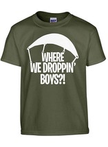 NEW Where We Droppin Boys T-Shirt - Youth Video Game Tee Youth Large 14-... - £12.50 GBP