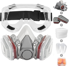 Respirator Mask with 6001CN Activated Carbon Filter&amp;Goggles Set - Reusable Half  - £20.06 GBP