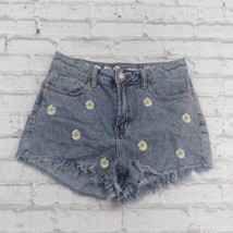 S.O.N.G Shorts Women Juniors 5/27 Blue Perfect Super High Rise Embroidered Daisy - £18.80 GBP