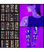 20 Sheets Neon Temporary Tattoos for Adults and Kids with Ultraviolet Gl... - £22.84 GBP