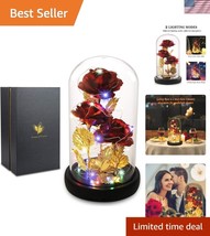 Colorful Gold Foil Rose in Glass Dome - Romantic Gift for Her, LED Lit E... - $1,036.84 MXN