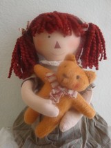 New Primitive Style Raggedy Ann Rag Doll with Bear  17"  Delton NWT - $24.00