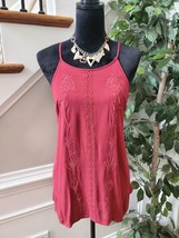 Soho NY&amp;C Women&#39;s Red Embroidered 100% Rayon Round Neck Sleeveless Blouse XL - £31.90 GBP