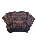 Woolrich Mens Sweater Medium 100% Cotton Striped Navy Blue Red Christmas... - £44.22 GBP