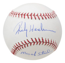 Rickey Henderson Autografato Oakland A&#39;s MLB Baseball Uomo Di Acciaio Inciso - £232.60 GBP