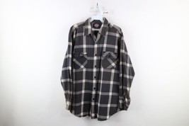 Vintage 80s Dickies Mens XL Distressed Heavyweight Flannel Collared Button Shirt - £38.89 GBP