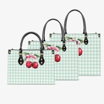 Women&#39;s Tote Bag - Rockabilly - Cherries Green Plaid - £47.35 GBP+