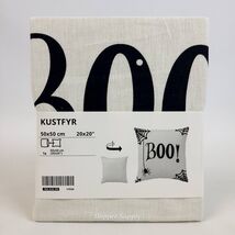 Ikea KUSTFYR Pillow Cushion Cover 20&quot; x 20&quot; Off White/Black Boo Spider W... - $270.59 MXN