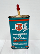 Vintage OKs Sewing Machine Oil Green Orange Knight Metal Advertising Tin... - $9.41