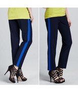 VINCE navy &amp; blue side stripe crepe stretch all seasons wool ankle pants... - $59.59 CAD
