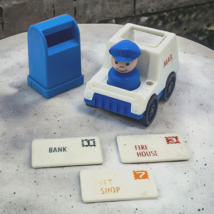 Vtg Fisher Price Little People Mail Truck, Mail Man &amp; 3 Letters 1986 Toy Lot - £14.87 GBP
