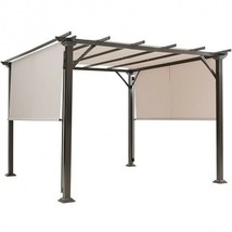 10 x 10 Feet Metal Frame Patio Furniture Shelter-Beige - £405.81 GBP