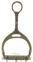 Vtg Brass Wall Mount Triple Hook Key Ring/Hat Holder - 7.25&quot; Tall - £20.53 GBP