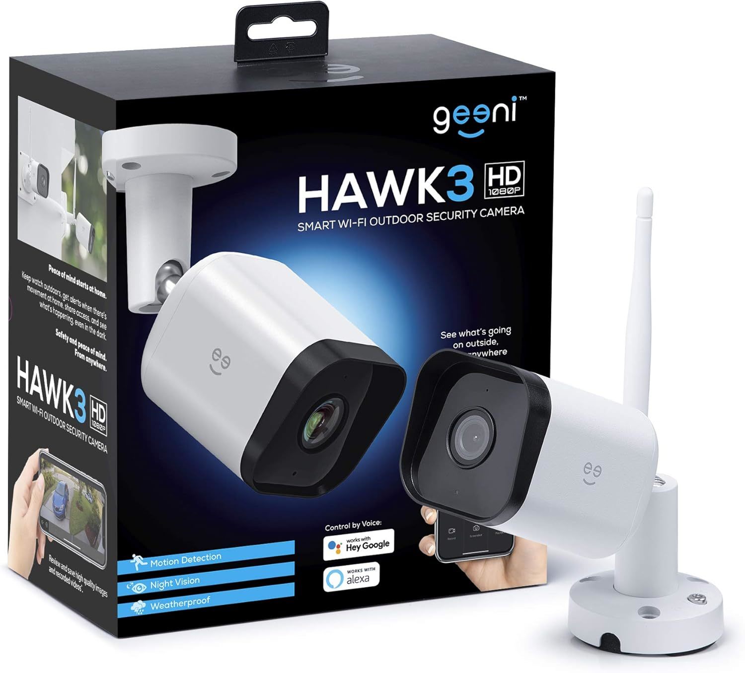 In One Pack, The Geeni Hawk 3 Outdoor Camera Is Equipped With Wifi, Night - $49.92