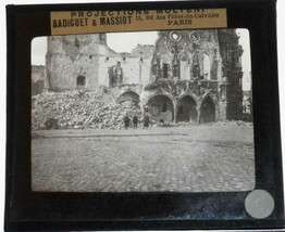 RARE: World War I glass photo: Bomb damage to Place du Beffroi, Arras, F... - $31.68