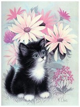 5991.Pretty kitty and flowers 18x24 Poster.Baby Home interior room desig... - $28.00
