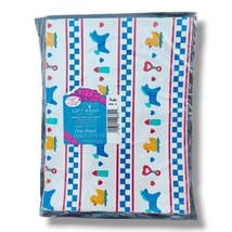 Vintage American Greetings Blue Baby Boy Birthday Shower Gift Wrap Paper... - £7.94 GBP