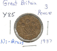 Great Britain 3 Pence, 1937, Bronze, KM85, Queen Elezabeth - $1.00