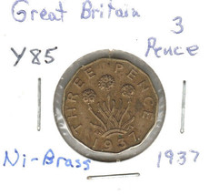 Great Britain 3 Pence, 1937, Bronze, KM85, Queen Elezabeth - £0.78 GBP