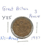 Great Britain 3 Pence, 1937, Bronze, KM85, Queen Elezabeth - £0.78 GBP