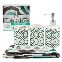 Bathroom Set Multi Color Design Toothbrush Holder Soap Dispenser Shower ... - £8.92 GBP