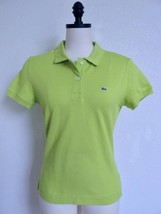 Vintage Authentic LACOSTE Pique Knit Polo Shirt 44 37&quot; Bust S M Lime All... - £23.62 GBP