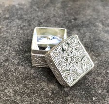2 Pc X 925 Silver Handmade Trinket Kajal Casket Jewelry Box Square 1.8X1.8cm 6gm - £34.68 GBP