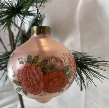 Vintage Hallmark Keepsake Christmas Glass Tear Drop Grandmother Ornament Floral - £6.35 GBP