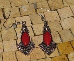 Red Earrings - Red silver earrings - Silver red Earrings - Earrings red -Earring - £18.63 GBP