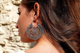 Sri Yantra Earrings, Large Sacred Geometry Earrings, Yoga Jewelry - £15.98 GBP