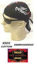 6 Barbed Wire Blood Drops Embroidered Fitted Bandana Tied Doo Rag Skull Cap Wrap - £21.57 GBP