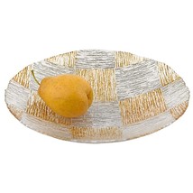 Silver And Gold Cubes Hand Decorated Glass 16 Bowl - £75.04 GBP