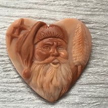 Finely Carved Red &amp; Cream Stone Santa Claus Kris Kringle Head w Stars &amp; ... - £21.81 GBP