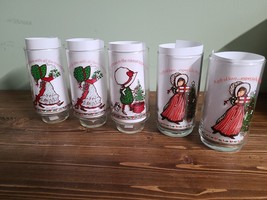Lot Of 7 Vintage Coca Cola American Greetings Christmas Glass Holly Hobbie - $28.05