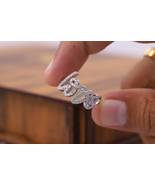Diamond Love Ring,14K White Gold Finish Stackable Unique Handwritten Rin... - £134.92 GBP