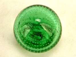 Glass Egg Paperweight, Domed Ball, Transparent Emerald Green, Controlled Bubbles - £23.08 GBP
