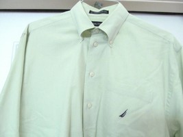 Nautica Men&#39;s Shirt L/S Button Down 100% Cotton Green Size 16 32/33 - £18.80 GBP