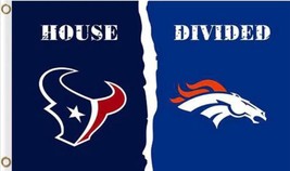 Houston Texans and Denver Broncos Divided Flag 3x5ft - £12.78 GBP